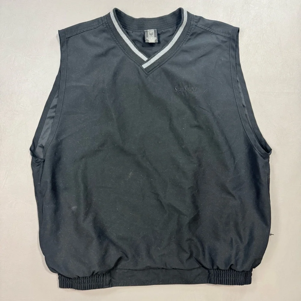 Nike Golf Vest XL Black Windbreaker Sleeveless ScanSource Logo 26.5x27.5